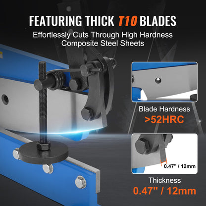 5" Manual Hand Plate Shear for Metal Sheet Processing, HS-5 Benchtop Cutter with Q235 Material, for Crafts Thick Steel Crafting, Heavy Duty Roll Press Machine for Builders, DIY Enthusiasts