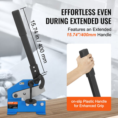 5" Manual Hand Plate Shear for Metal Sheet Processing, HS-5 Benchtop Cutter with Q235 Material, for Crafts Thick Steel Crafting, Heavy Duty Roll Press Machine for Builders, DIY Enthusiasts