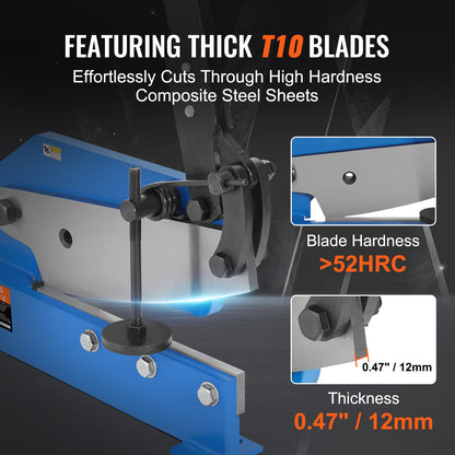 8" Manual Hand Plate Shear for Metal Sheet Processing, HS-8 Benchtop Cutter with Q235 Material, for Crafts Thick Steel Crafting, Heavy Duty Roll Press Machine for Builders, DIY Enthusiasts
