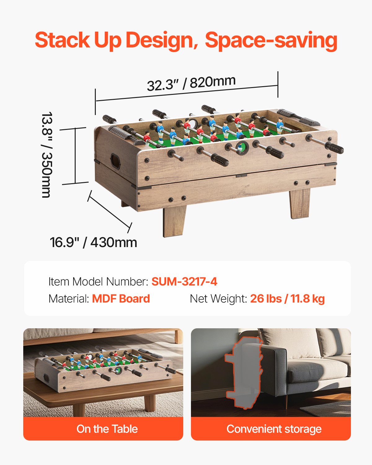 82 cm Air Hockey Table 4-in-1 Combo Game Table Football Ping Pong Billiards