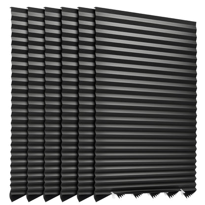 Paper Blinds, 6 Pack, 36 in x 72 in, Temporary Blackout Pleated Paper Shades, No Tools No Drilling, Pleated Blinds with Adhesive, Easy to Cut and install, for Indoor Windows, Kitchen, Bedroom