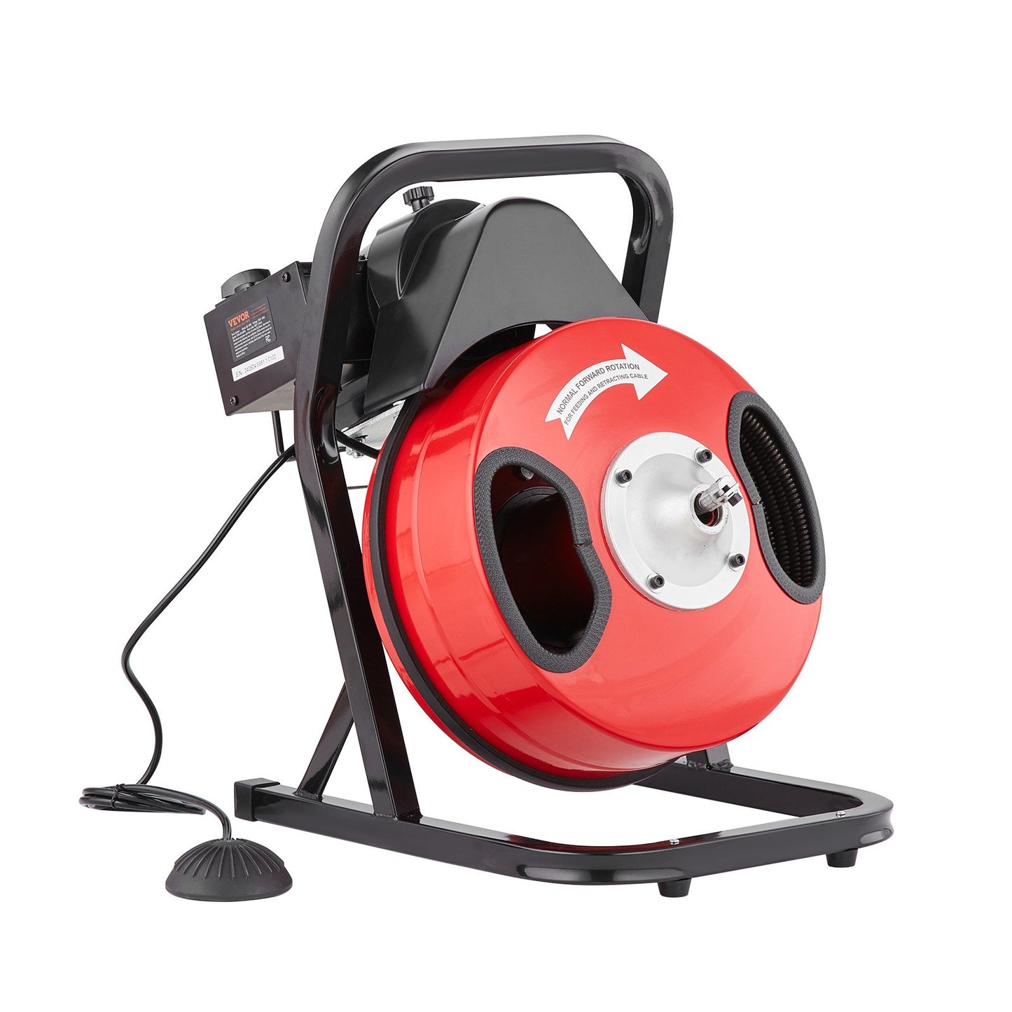 Sewer Cleaning Machine 50FT x 1/2 Inch Manual Feed Worm Auger with 4 Cutters