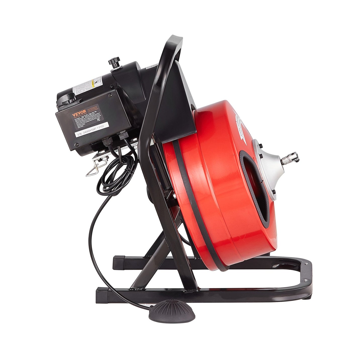 Sewer Cleaning Machine 50FT x 1/2 Inch Manual Feed Worm Auger with 4 Cutters