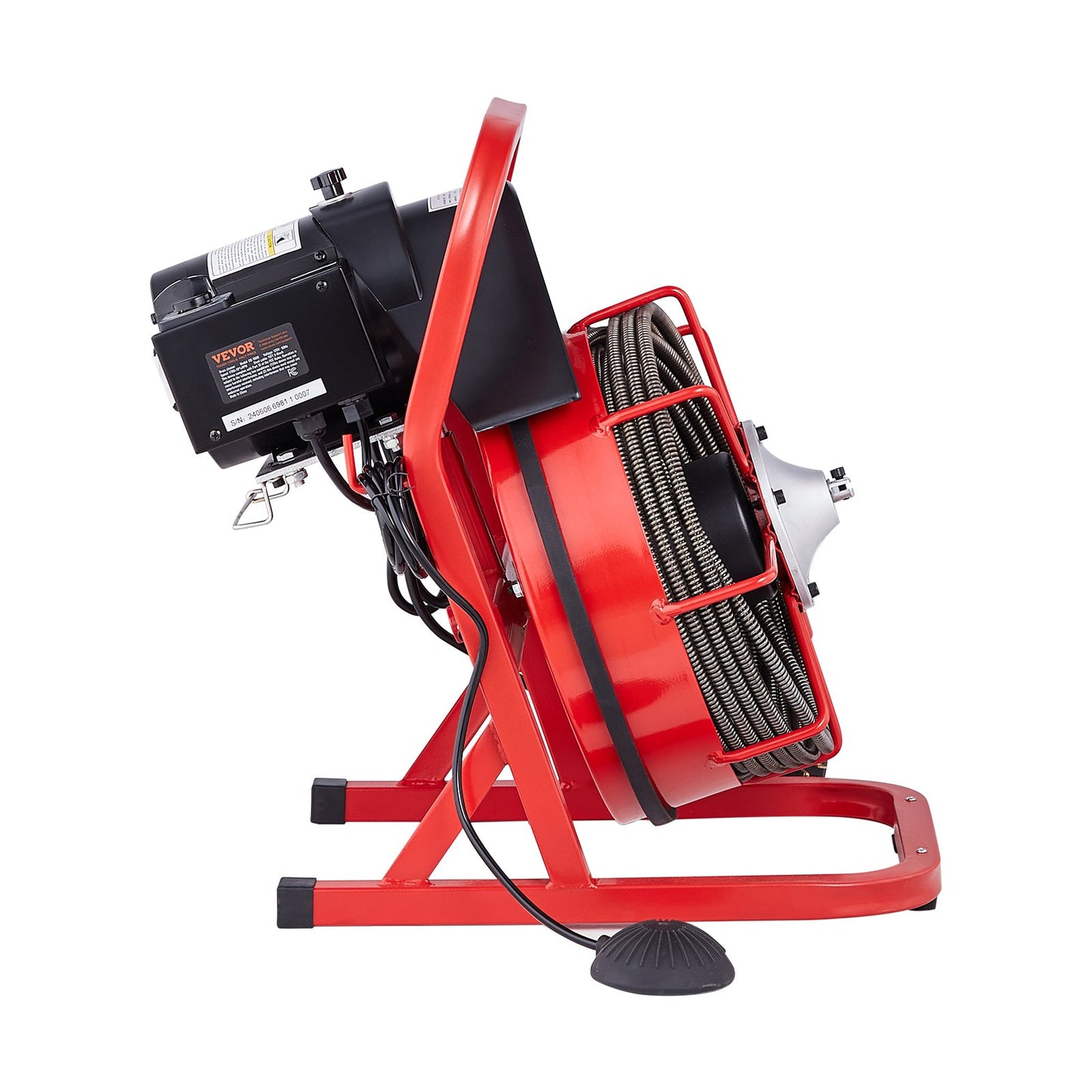 Sewer Cleaning Machine Sewer Auger 75FT x 3/8 inch manual feed &amp; 4 cutters