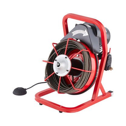 Sewer Cleaning Machine Sewer Auger 75FT x 3/8 inch manual feed &amp; 4 cutters