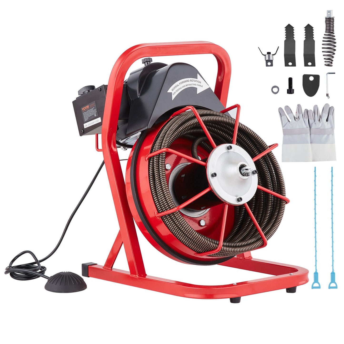 Drain cleaner machine drain auger 50FT x 1/2 inch manual feed &amp; 4 cutters