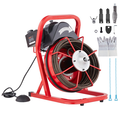 Drain cleaner machine drain auger 50FT x 1/2 inch manual feed &amp; 4 cutters