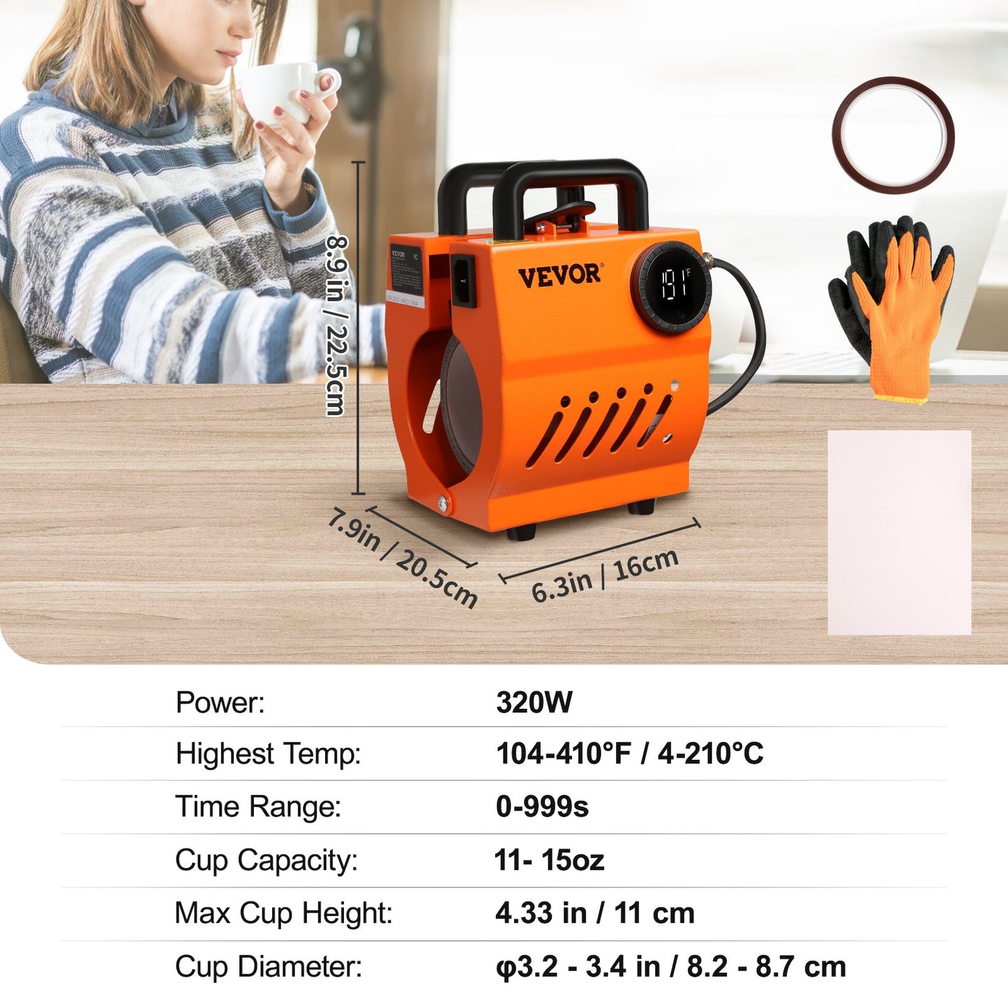 Tassen-Wärmepresse, Mini-Tassenpresse, DIY-Sublimationsrohlinge, 11–15 oz, Kaffeetassen, Trinkgläser, Hand-Leichtpresse als Weihnachtsgeschenk