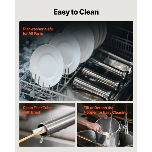 Manuell korvfyllare, 5 l vertikal köttfyllare, korvfyllningsmaskin med dubbla hastigheter, kraftig fyllare i rostfritt stål med 5 fyllningsrör, för kommersiellt och hemmabruk |  EU