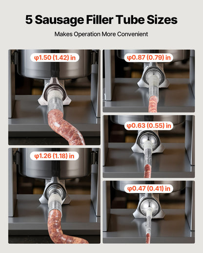 Manual Sausage Stuffer, 11 LBS / 5 L Vertical Meat Stuffer, Dual-Speed Sausage Casing Meat Filling Machine, Stainless Steel Heavy Duty Filler with 5 Stuffing Tubes, for Commercial & Home Use