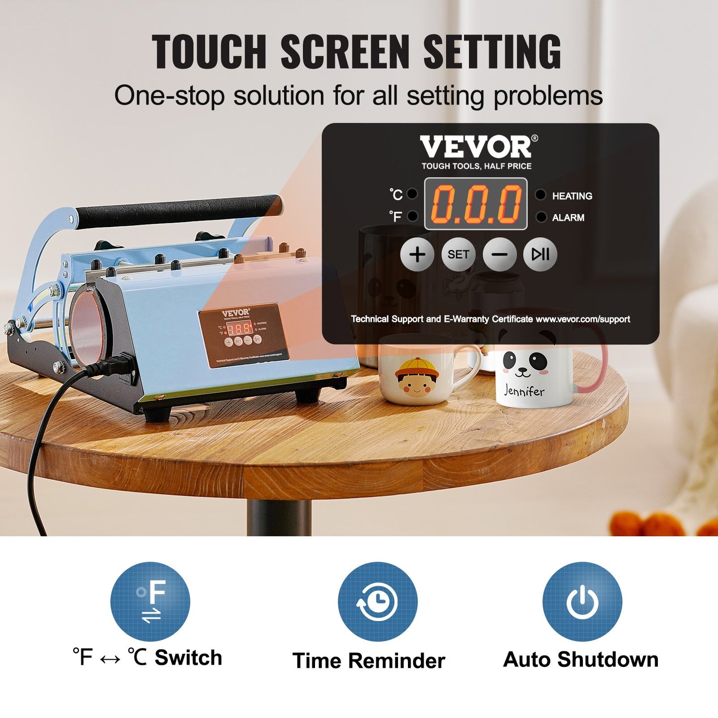 Tumbler Heat Press Machine 11-30oz Mugg Press Sublimation Tumblers Blå