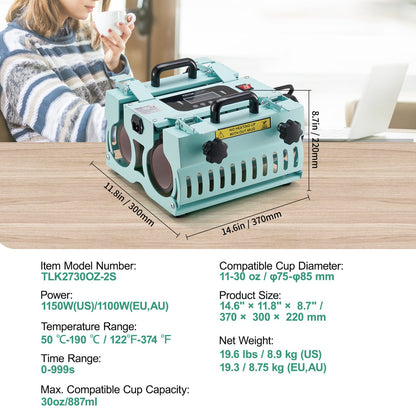 Tumbler Wärme Presse Maschine 2 Station Heizung 11-30oz Becher Presse Sublimation