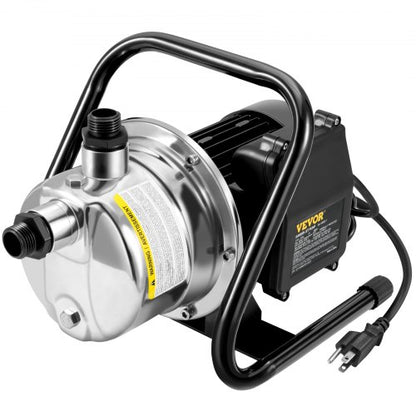 Shallow Well Pump, 1.5 HP 115V, 1200 GPH 164 ft Height, 87 psi Max Pressure, Portable Stainless Steel Sprinkler Booster Jet Pumps for Garden Lawn Irrigation system, Lake Fountain, Water Transfer