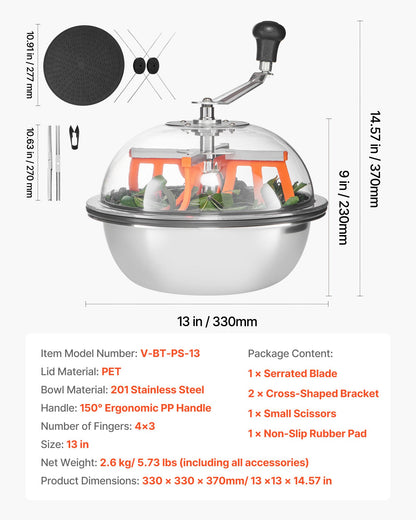 Bud Leaf Bowl Trimmer, 13 in Manual Bud Trimmer, with Sharp Stainless Steel Blades, Visual Cutting, Wet & Dry Hydroponic Cutting Machine, Twisted Spin Cut for Plants Leaves Buds Flowers