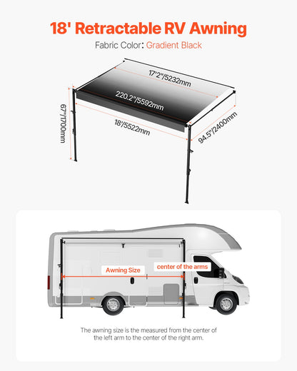 18' RV-Ersatzmarkise, manuelle Anhängermarkise für die meisten DC12V-Wohnmobile