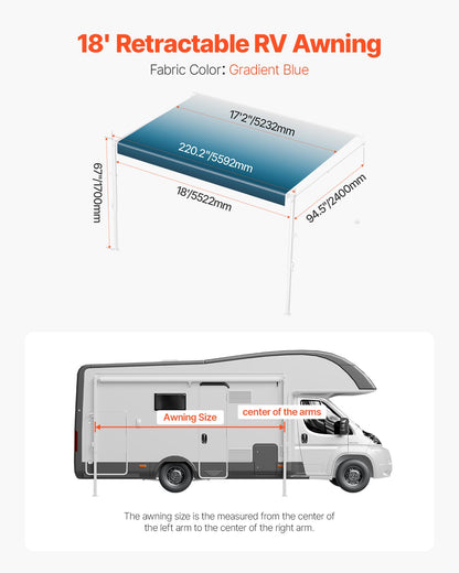 18' RV-Ersatzmarkise, manuelle Anhängermarkise für die meisten DC12V-Wohnmobile