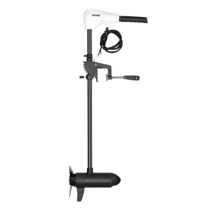 Electric Trolling Motor, Transom Mounted Outboard Boat Motors 12V 55lbs Thrust, 8-Speed Electric Boat Engine w/ Battery Indicator, for Kayaks, Fishing Boats on Freshwater/Saltwater, 30-In Shaft