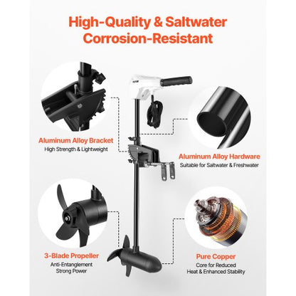 86lb 24V Thrust Electric Trolling Motor Saltwater Trolling Boat Motor | EU