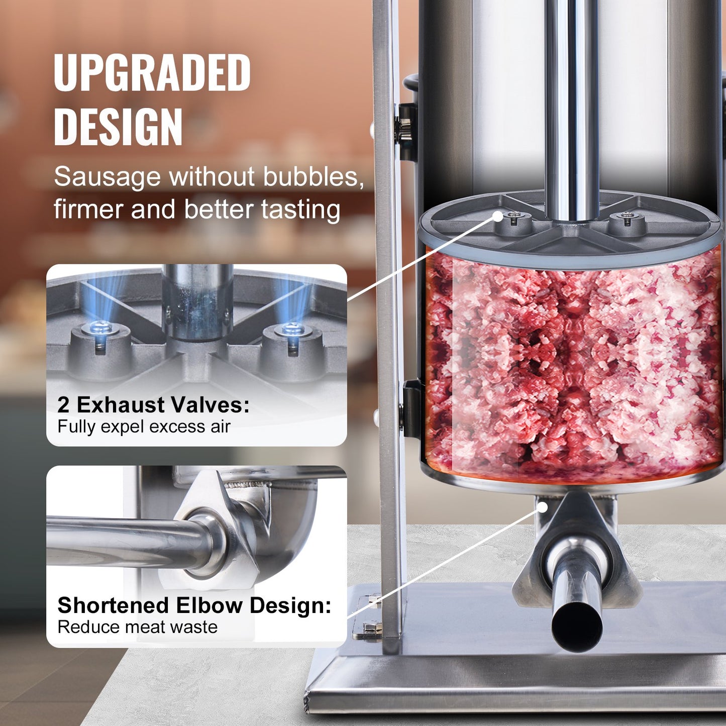 Manual Sausage Stuffer 10 L Vertical Sausage Maker 304 Stainless Steel