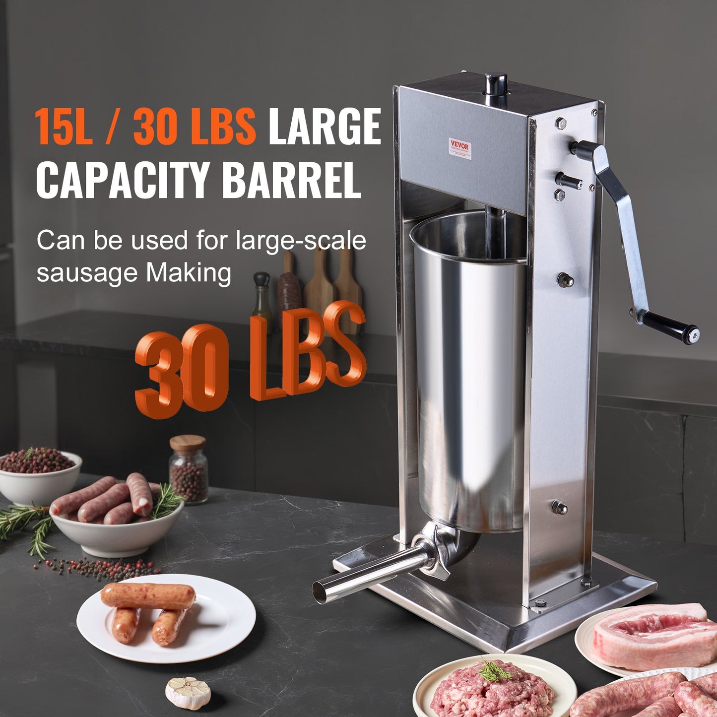 Manual Sausage Stuffer 15 L Vertical Sausage Machine 304 Stainless Steel