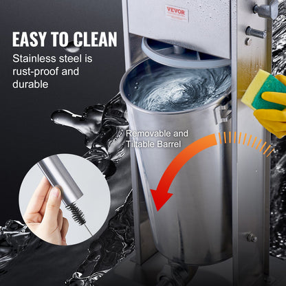 Manual Sausage Stuffer 15 L Vertical Sausage Machine 304 Stainless Steel