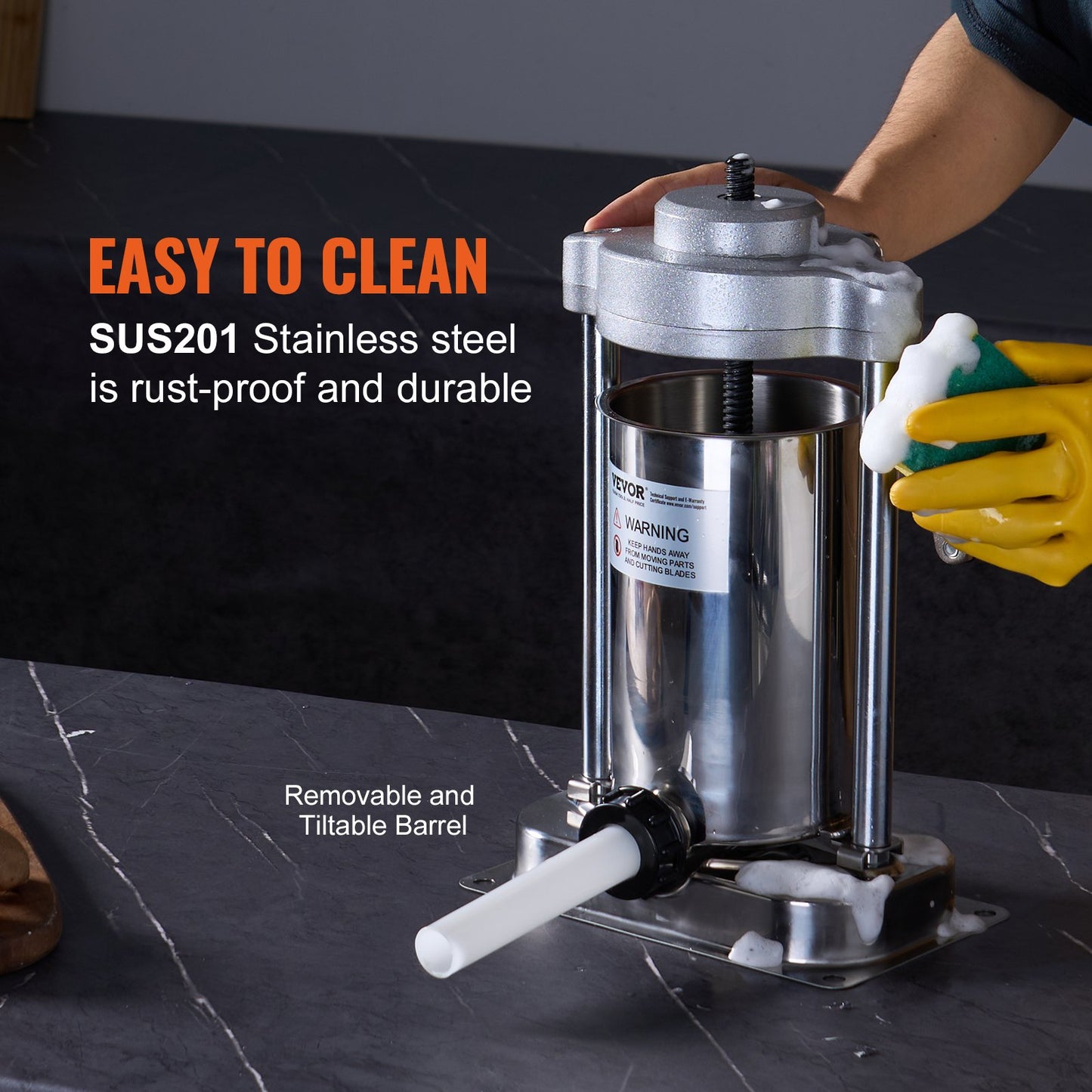 Manual Sausage Stuffer 2 L Vertical Sausage Maker 304 Stainless Steel