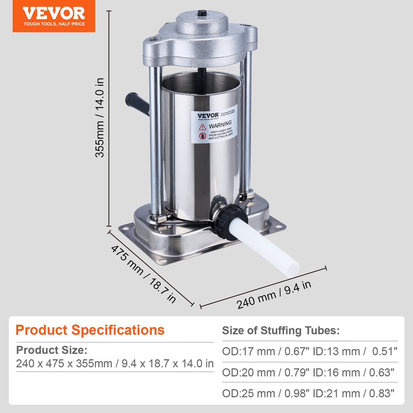 Manual Sausage Stuffer 2 L Vertical Sausage Maker 304 Stainless Steel