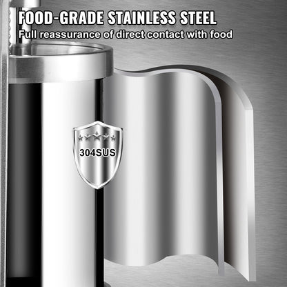 Sausage Stuffer, 5LBS/3L Capacity, 304 Stainless Steel Vertical Sausage Stuffer, Sausage Filling Machine with 3 Filling Tubes, Suction Base and Manual Crank for Home or Commercial Use