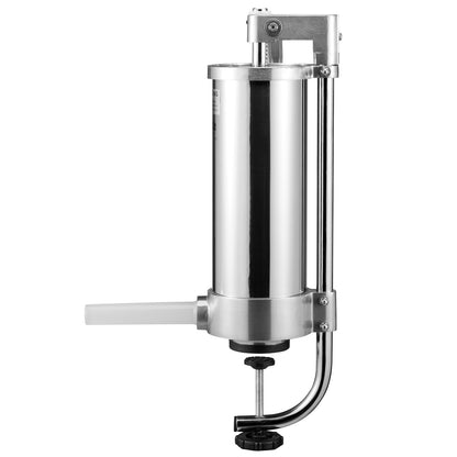 Sausage Stuffer, 5LBS/3L Capacity, 304 Stainless Steel Vertical Sausage Stuffer, Sausage Filling Machine with 3 Filling Tubes, Suction Base and Manual Crank for Home or Commercial Use