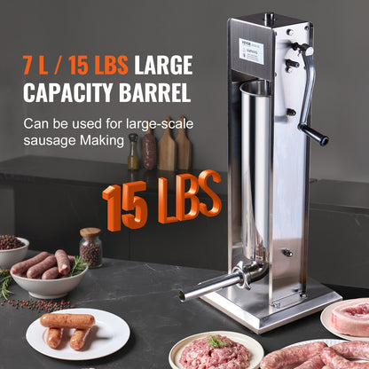 Manual Sausage Stuffer 7 L Vertical Sausage Maker 304 Stainless Steel