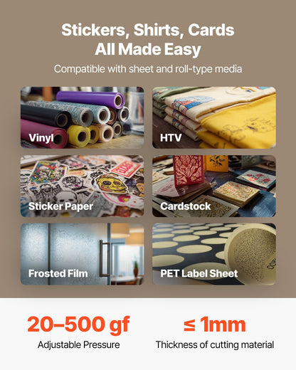 Vinyl Cutter Machine, 28 inch Max Feed Width, Dual Blades, Adjustable Force and Speed, LED Display, Vinyl Plotter Cutter Printer Bundle with Sticker Sheets, Transfer Film, Signmaster Software