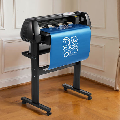 Vinyl Cutter Machine, 28 inch Max Feed Width, Dual Blades, Adjustable Force and Speed, LED Display, Vinyl Plotter Cutter Printer Bundle with Sticker Sheets, Transfer Film, Signmaster Software