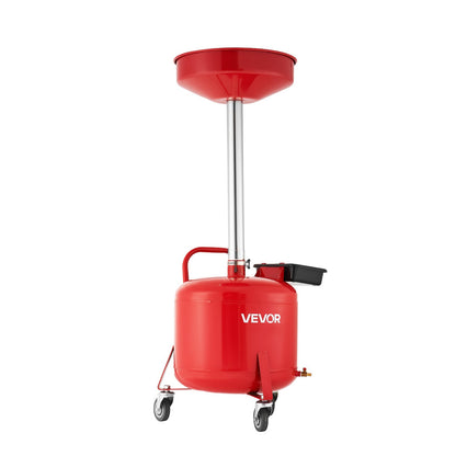 8 Gallon Waste Oil Drain Tank, Industrial Fluid Drain Tank with Adjustable Funnel Height, Portable Oil Drainer with Wheels & Toolbox, Fluid Fuel Transfer Drainage for Auto Repair Shops, Red