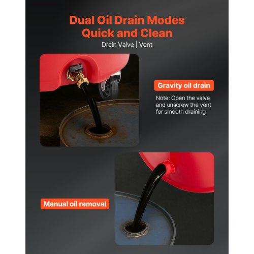 68L spilloljeavtappningstank, industriell vätskeavtappningstank med justerbar tratthöjd, bärbar oljetömningstank med hjul, dränering av vätskebränsle för bilverkstäder, garage, röd |  EU