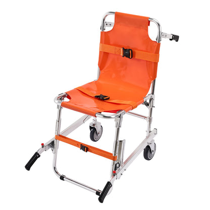 EMS Stair Chair, 350 lbs Load Capacity, Foldable Aluminum Emergency Stair Climbing Wheelchair with 2 Wheels, Portable Stair Lift Chair Ambulance Firefighter Evacuation Use for Elderly, Disabled