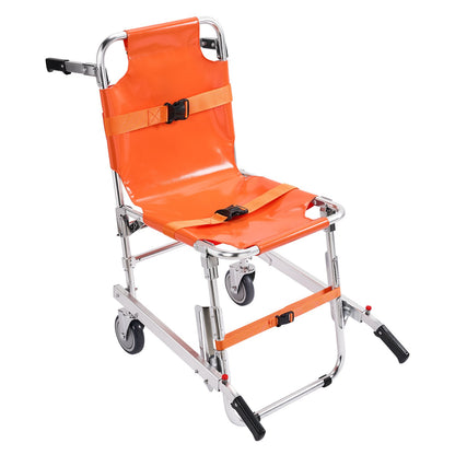 EMS Stair Chair, 350 lbs Load Capacity, Foldable Aluminum Emergency Stair Climbing Wheelchair with 2 Wheels, Portable Stair Lift Chair Ambulance Firefighter Evacuation Use for Elderly, Disabled