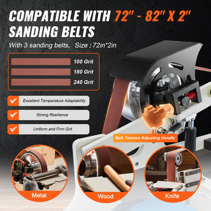 Belt Sander 72 x 2-inch Belt Polisher with VFD 3 Grinding Dies