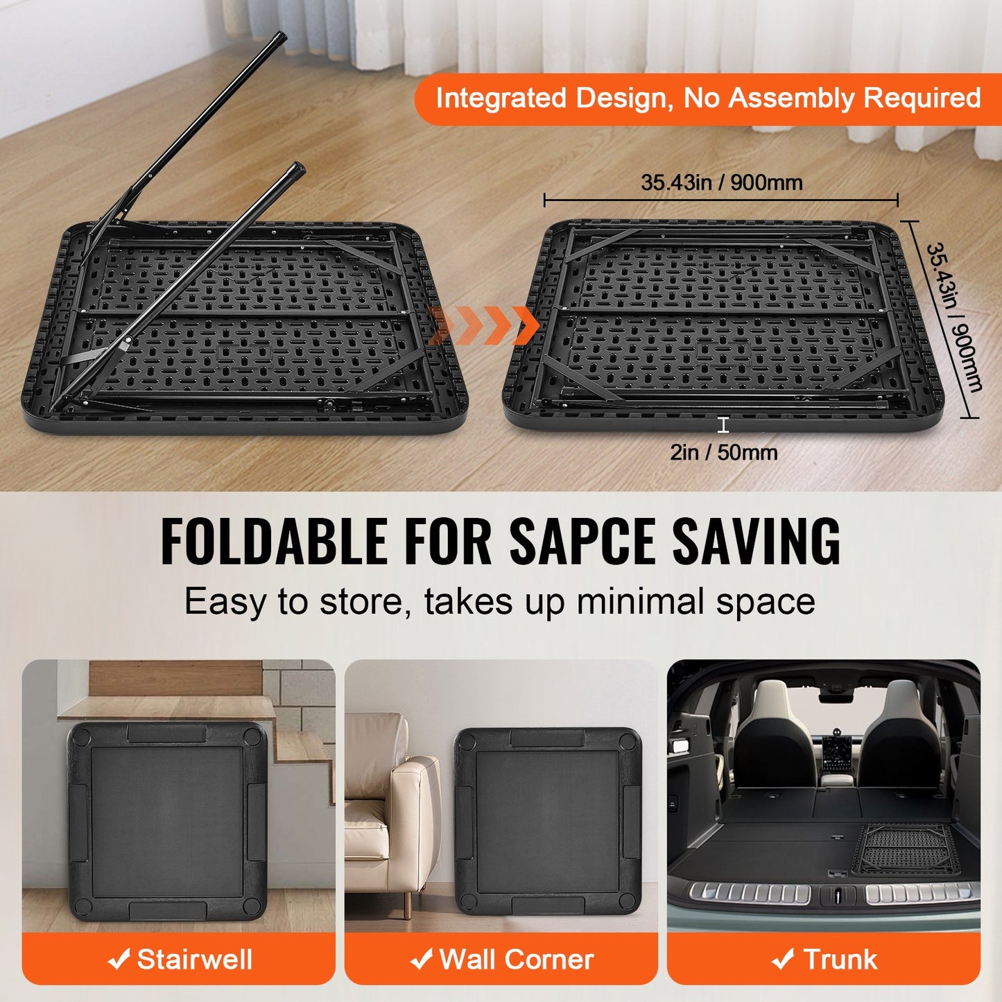 Mahjong-Tisch, quadratischer, zusammenklappbarer Kartentisch für 4 Spieler mit 4 Getränkehaltern und 4 Chip-Tabletts, tragbarer Domino-Spieltisch mit 1 Satz Dominosteine für Mahjong Poke Puzzle, 35,4 x 35,4 Zoll, Schwarz