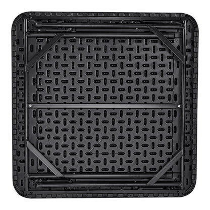 Mahjong-Tisch, quadratischer, zusammenklappbarer Kartentisch für 4 Spieler mit 4 Getränkehaltern und 4 Chip-Tabletts, tragbarer Domino-Spieltisch mit 1 Satz Dominosteine für Mahjong Poke Puzzle, 35,4 x 35,4 Zoll, Schwarz