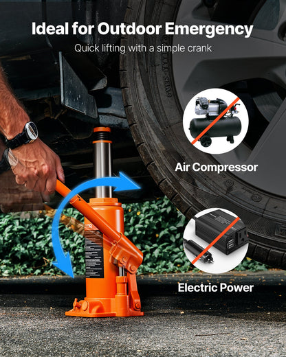 Hydraulic Bottle Jack, 10 Ton (22046 lbs) Capacity, 9.3-18.5 Inch Lifting Range, Heavy Duty Welded Bottle Jack for Car, SUV, Pickup, Auto Repair, House Lift and Agricultural Equipment, Orange