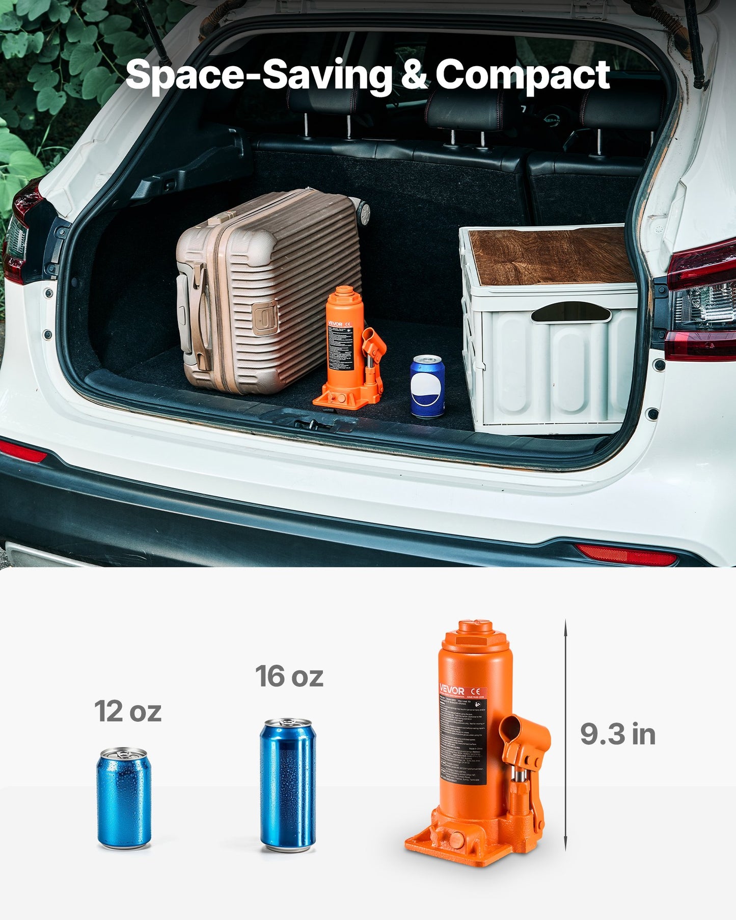 Hydraulic Bottle Jack, 10 Ton (22046 lbs) Capacity, 9.3-18.5 Inch Lifting Range, Heavy Duty Welded Bottle Jack for Car, SUV, Pickup, Auto Repair, House Lift and Agricultural Equipment, Orange