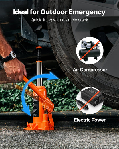Hydraulic Bottle Jack, 6 Ton (13227.6 lbs) Capacity, 7.7-14.8 Inch Lifting Range, Heavy Duty Welded Bottle Jack for Car, SUV, Pickup, Auto Repair, House Lift and Agricultural Equipment, Orange