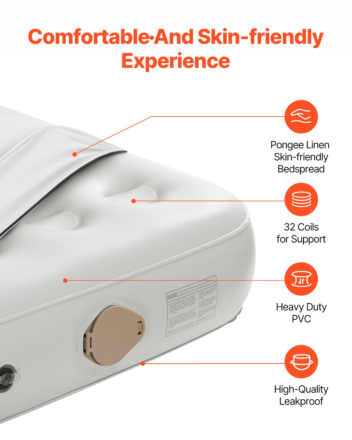 Luftmatratze mit Rahmen und Pumpe, aufblasbare Campingmatratze für 1 Person, 136 kg