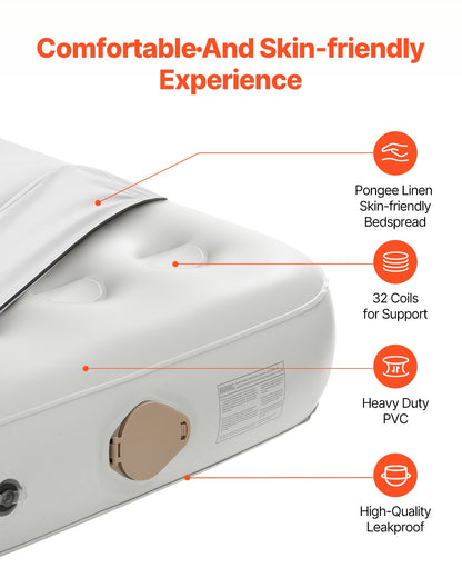 Luftmatratze mit Rahmen und Pumpe, aufblasbare Campingmatratze für 1 Person, 136 kg