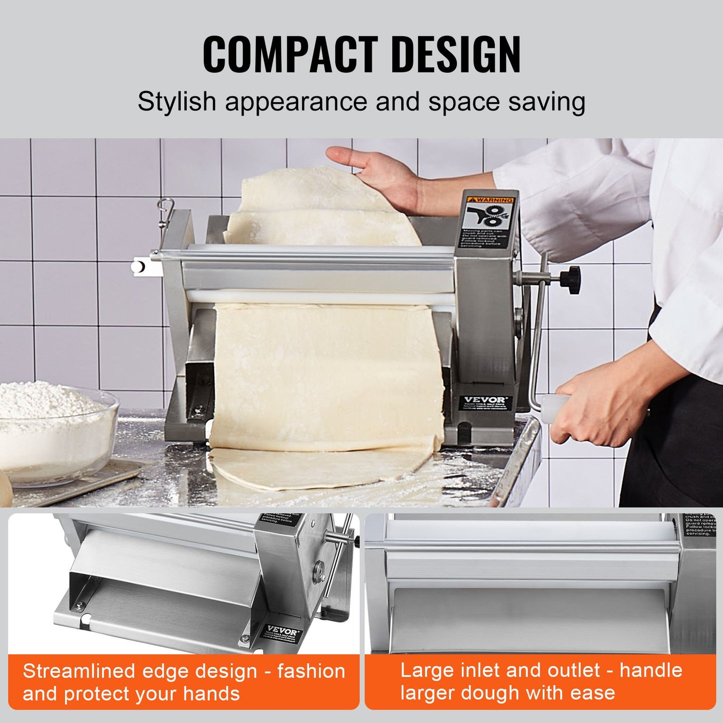 Manual Dough Sheeter Machine Max 1/2" Dough Roller Pastry Press Machine
