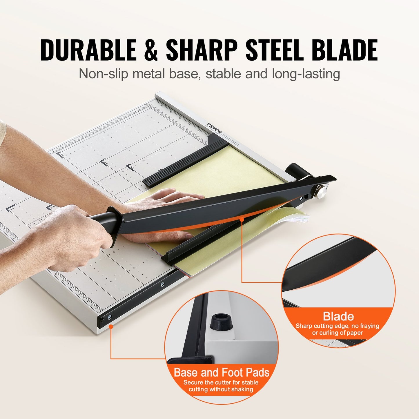 Paper Cutter, Guillotine Trimmer, 18" Cut Length, 20 Sheets Capacity, Heavy Duty Guillotine Paper Cutter with Guard Rail/Blade Lock for Cardstock/Cardboard, Paper Trimmer for Home Office School
