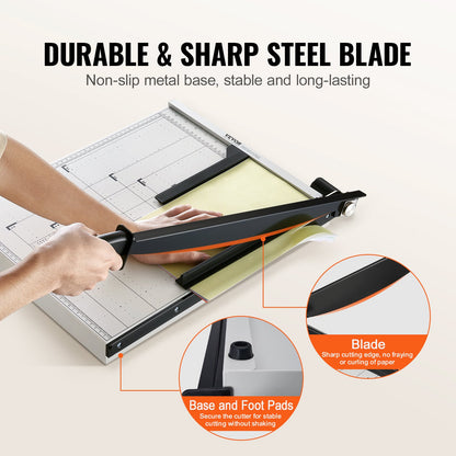 Paper Cutter, Guillotine Trimmer, 18" Cut Length, 20 Sheets Capacity, Heavy Duty Guillotine Paper Cutter with Guard Rail/Blade Lock for Cardstock/Cardboard, Paper Trimmer for Home Office School