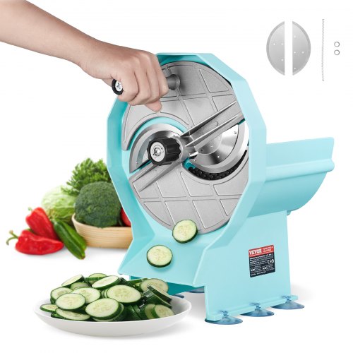 Manual Vegetable Fruit Slicer, 0-0.5"/0-12mm Thickness Adjustable Commercial Slicer Machine, Double Feed Ports, Stainless Steel Blade Food Cutter Slicing Machine for Cucumber, Lemon, Tomato