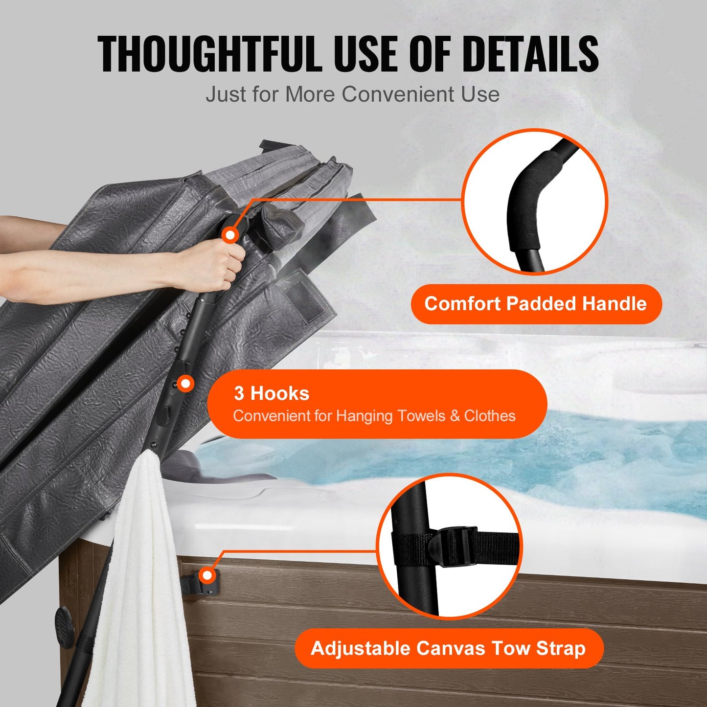 Whirlpool-Abdeckungslift, Spa-Abdeckungslift, Höhe 31,5" - 41,3" Breite 53" - 92,5" Verstellbar, an der Unterseite auf einer Seite installiert, Geeignet für verschiedene Größen von rechteckigen Badewannen, Whirlpools, Spas