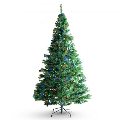 Christmas Tree, 6.5ft Prelit Artificial Xmas Tree, Full Holiday Decor Tree with 450 Multi-Color LED Lights, 1227 Branch Tips, Metal Base for Home Party Office Decoration Tested to UL Standards